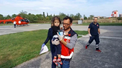 2 yaşındaki kız çocuğunun yardımına ambulans helikopter yetişti