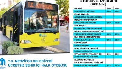 MERZİFON BELEDİYESİ ÜCRETSİZ ŞEHİR İÇİ HALK OTOBÜSÜ MESAİSİNE BAŞLIYOR