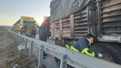 Merzifon'da tır yangını