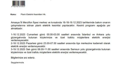 Merzifon ve Kırsalında Elektrik Kesintisi