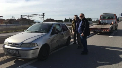 Tır ile çarpışan otomobil sürücüsü yara almadan kurtuldu