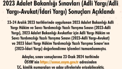 2023 Adalet Bakanlığı Sınav Sonuçları Açıklandı