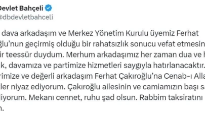 MHP lideri Bahçeli, MYK üyesi Ferhat Çakıroğlu için taziye mesajı yayımladı
