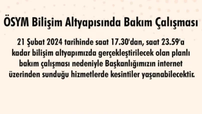 ÖSYM bilişim altyapısında çalışma