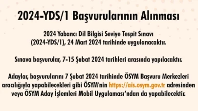 YDS/1 başvuru kılavuzu yayımlandı