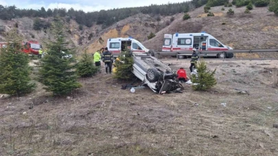 Yoldan çıkan otomobil takla attı: 5 yaralı