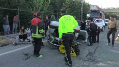 Kontrolden çıkan otomobil takla attı: 2'si ağır 4 yaralı