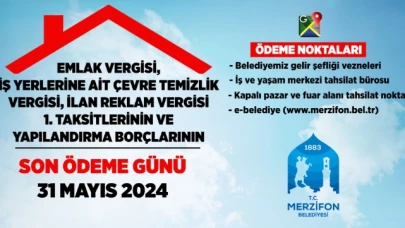 1.Taksit Ödemeleri Bugün Sona Eriyor!