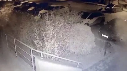 Elindeki sopayla park halindeki otomobilin camını kırdı