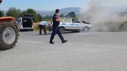 Kaza yapan otomobil alev aldı: 1 yaralı