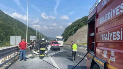 Otomobilde yangın çıktı