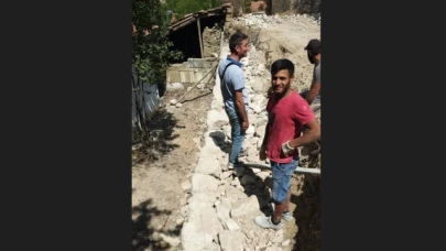 Mahmutlu Köyü’ndeki istinat duvarı inşaatı devam ediyor
