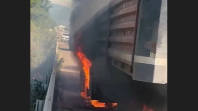 Tırın dorsesi alevlere teslim oldu