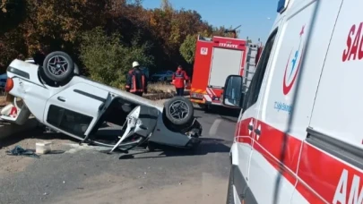 Kontrolden çıkan otomobil takla attı: 2 yaralı