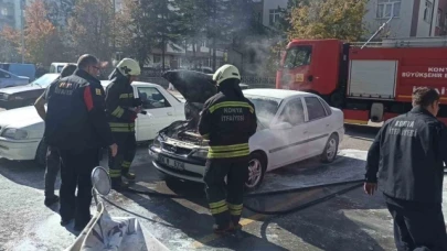 Otomobildeki yangın büyümeden söndürüldü