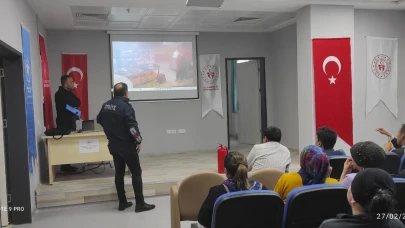 Öğrencilere yangın tatbikatı
