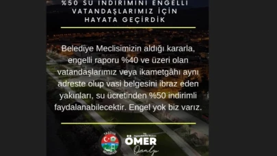 Engelli vatandaşlara su ücretinde %50 indirim!