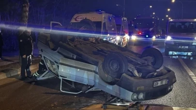 Arızalanan otomobil takla attı, sürücü yara almadan kurtuldu