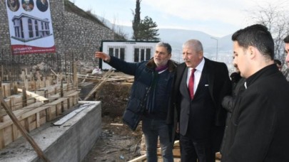 BAŞKAN SARI, BABA İLYAS CEM EVİ İNŞAATINI İNCELEDİ