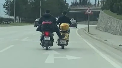 Cip ve Motosikletin Risk Dolu Yolculuğu Kamerada Kaydedildi!