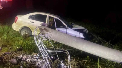 Otomobil elektrik direğine çarptı: 1 yaralı