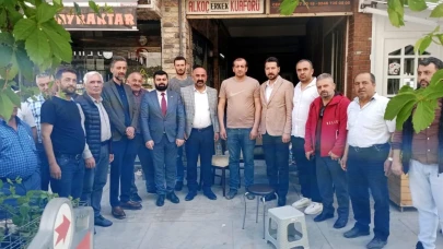 AK Parti ve MHP’den Çay Ocağı İşletmecisine Geçmiş Olsun Ziyareti