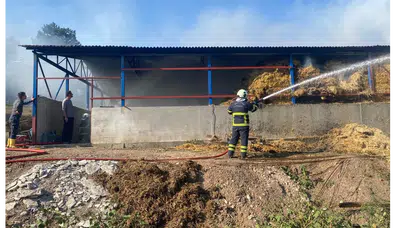 Merzifon'da Samanlık Alev Alev Yandı!