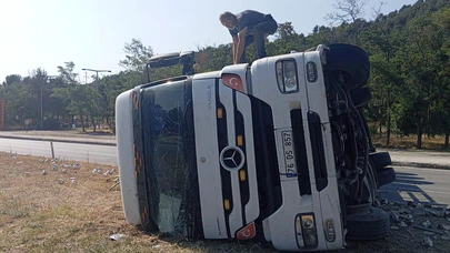Amasya’da Tır Devrildi!