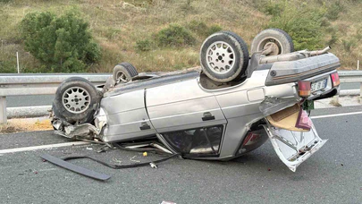 Feci Kaza! Takla Atan Otomobilin Sürücüsü Ağır Yaralandı