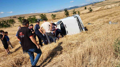 Kontrolden Çıkan Otomobil Tarlaya Uçtu! 2 Yaralı