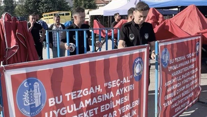 Çorum’da "seç-al" kuralına uymayan pazar esnafının tezgahı kapatıldı