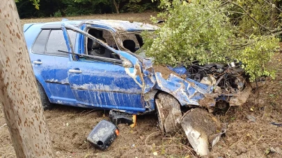 Otomobil tarlaya uçtu, hurdaya döndü: 1 yaralı