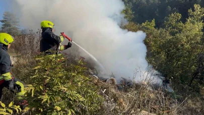 Ormanlık alanda çöp yangını büyümeden söndürüldü