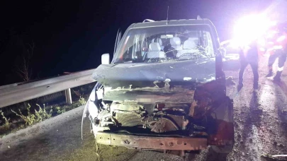 Bariyerlere çarpan hafif ticari araç sürücüsü yaralandı