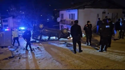 Takla atan araçtaki 5 kişi yaralandı