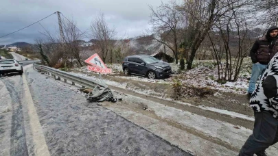 Kar yağışı kazayı beraberinde getirdi: 2 kişi yaralandı