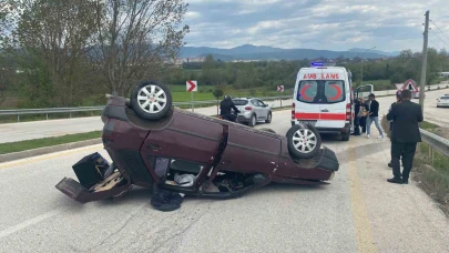 Takla atan araçta burnu bile kanamadı