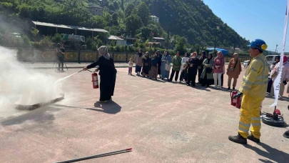 Kadınlara yangın eğitimi verildi