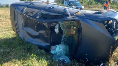 Otomobil takla attı: Sürücü yara almadan kurtuldu