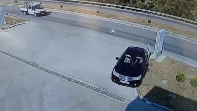 Faciadan dönüldü, otomobil akaryakıt istasyonuna sürüklendi