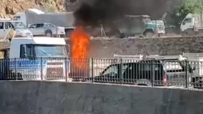 LPG’li otomobil alev alev yandı