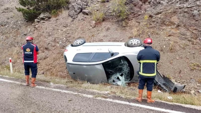 Yoldan çıkan otomobil takla attı: 2 yaralı