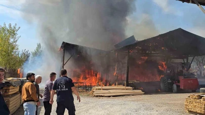 Kereste fabrikasında yangın