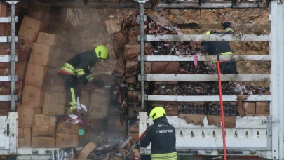 Otoyol'da kamyon dorsesinde yangın çıktı