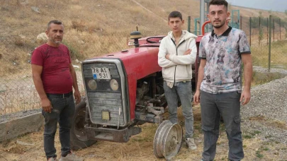 Traktörün tekerliği patladı, jant üzerinde orman ekiplerine su taşıdılar