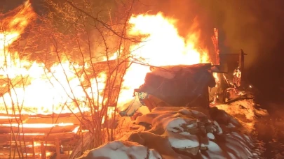 Ahşap ev ve samanlıkta yangın