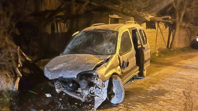 Hafif ticari araç taşa çarptı: 1 yaralı