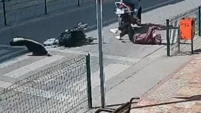 Motosiklet yaya geçidinde anne ve çocuğuna çarptı: 2 yaralı