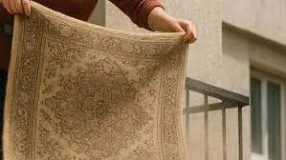 Balkonda Halı Silkeleyen Yandı