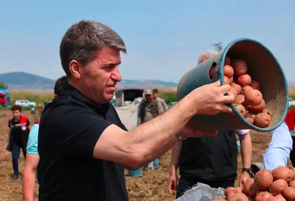 Vali Bakan Patates Hasadına Katıldı